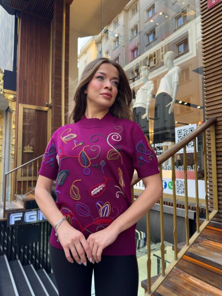 Triko Kazak Dik Yaka Fuşya - 32194 | KAZEE (3'lü Set L-XL-2XL) - 2