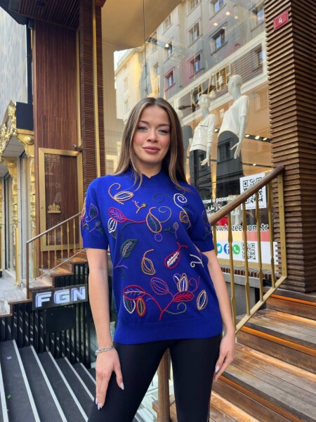 Triko Kazak Dik Yaka Saks - 32194 | KAZEE (3'lü Set L-XL-2XL) 