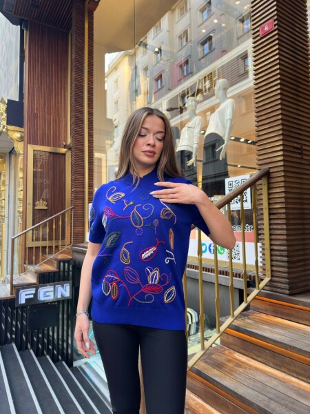 Triko Kazak Dik Yaka Saks - 32194 | KAZEE (3'lü Set L-XL-2XL) - 2