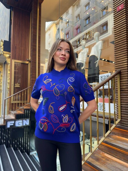 Triko Kazak Dik Yaka Saks - 32194 | KAZEE (3'lü Set L-XL-2XL) - 3