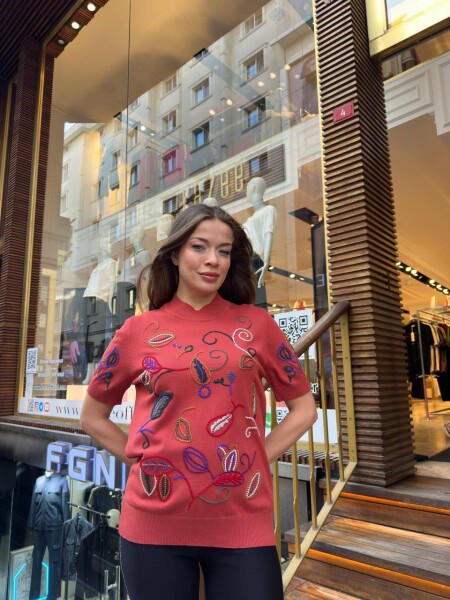 Triko Kazak Dik Yaka Taba - 32194 | KAZEE (3'lü Set L-XL-2XL) 