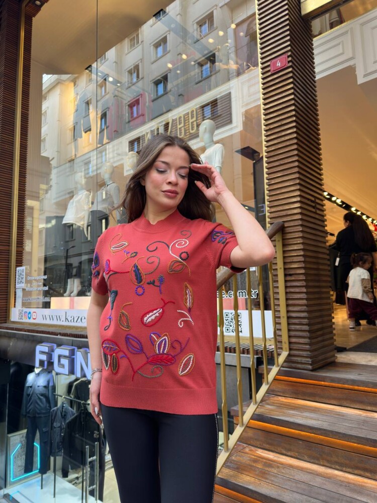 Triko Kazak Dik Yaka Taba - 32194 | KAZEE (3'lü Set L-XL-2XL) - 2