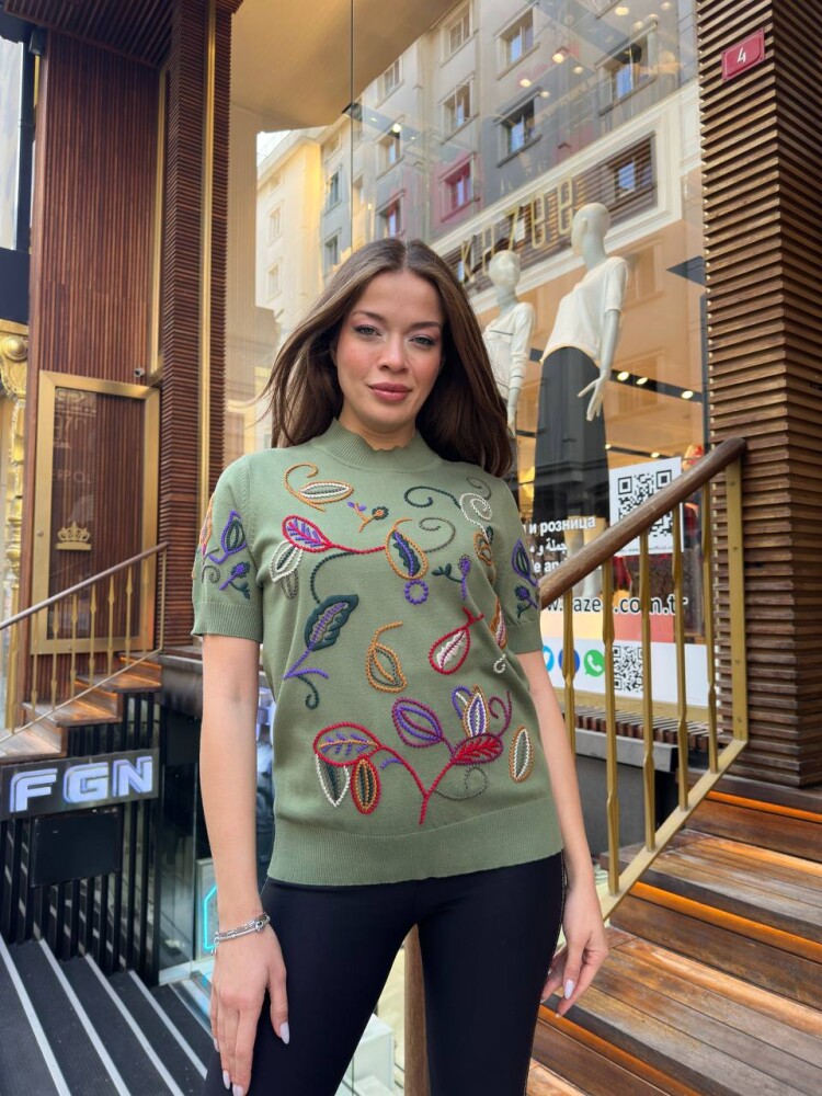 Triko Kazak Dik Yaka Yeşil - 32194 | KAZEE (3'lü Set L-XL-2XL) - 1