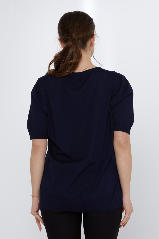 Triko Kazak Fiyonk Taş İşlemeli Lacivert - 31577 | KAZEE (3'lü Set XL-2XL-3XL) - 5