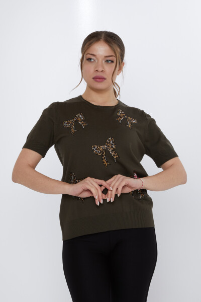 Triko Kazak Fiyonk Taş İşlemeli Vert - 31577 | KAZEE (3'lü Set XL-2XL-3XL) 