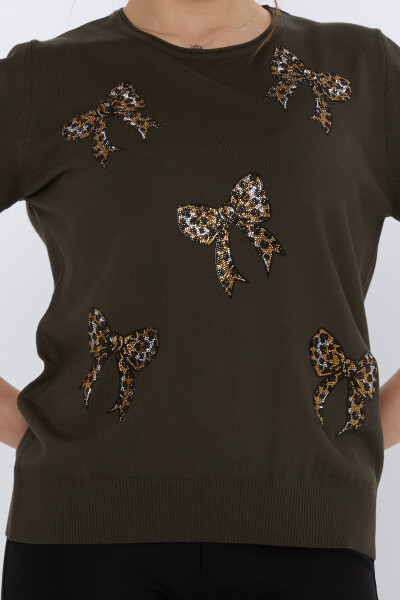 Triko Kazak Fiyonk Taş İşlemeli Vert - 31577 | KAZEE (3'lü Set XL-2XL-3XL) - 3