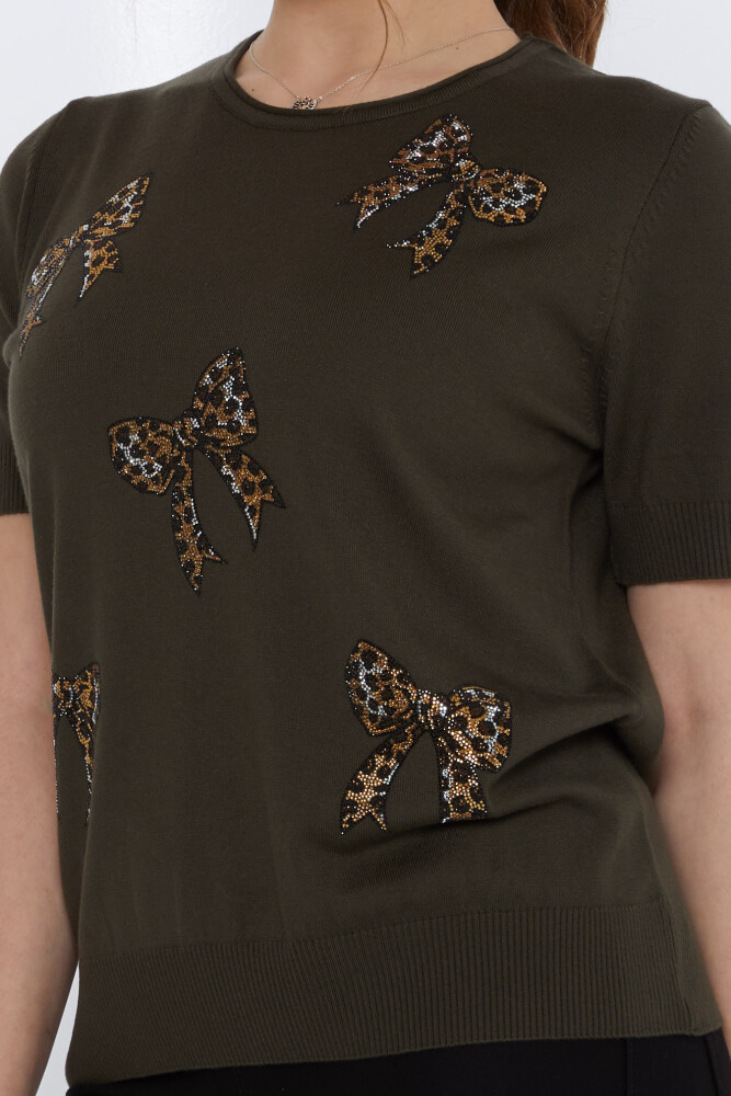 Triko Kazak Fiyonk Taş İşlemeli Vert - 31577 | KAZEE (3'lü Set XL-2XL-3XL) - 4