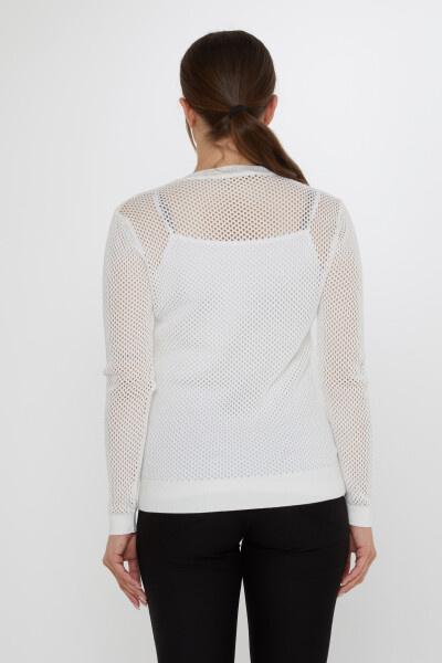 Triko Kazak Gül Nakışlı Ekru - 31113 | KAZEE (3'lü Set S-M-L) - 5