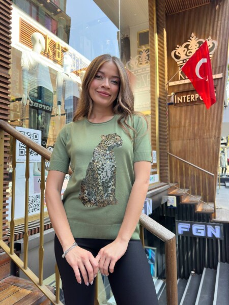 Triko Kazak Kaplan Desenli Haki - 32208 | KAZEE (3'lü Set L-XL-2XL) - KAZEE (1)