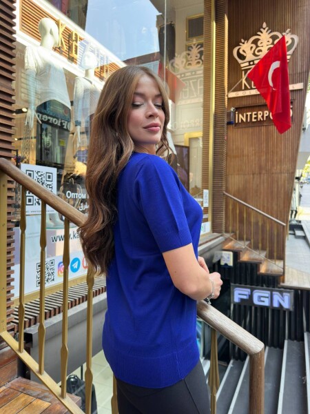 Triko Kazak Kaplan Desenli Saks - 32208 | KAZEE (3'lü Set L-XL-2XL) - 4