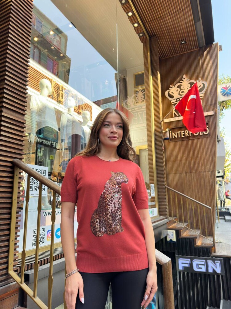 Triko Kazak Kaplan Desenli Taba - 32208 | KAZEE (3'lü Set L-XL-2XL) - 1