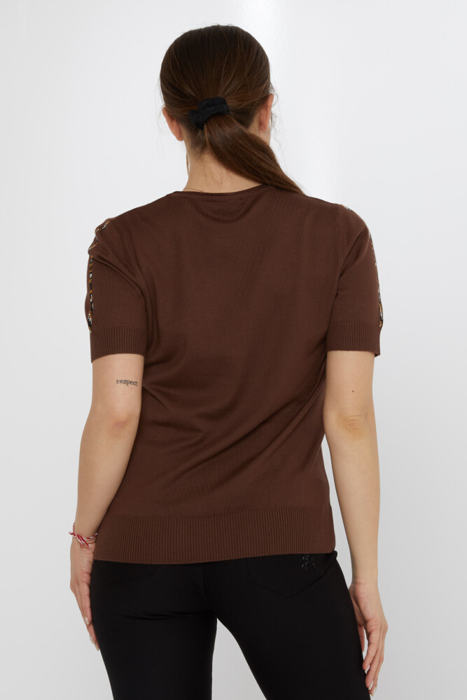 Triko Kazak Kaplan Taş İşlemeli Kahve - 31596 | KAZEE (3'lü Set M-L-XL) - 5
