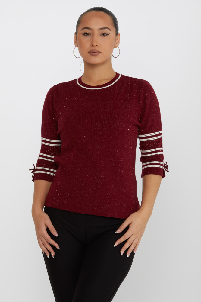 Triko Kazak Kol Detaylı Bordo - 31316 | KAZEE (3'lü Set M-L-XL) - 2