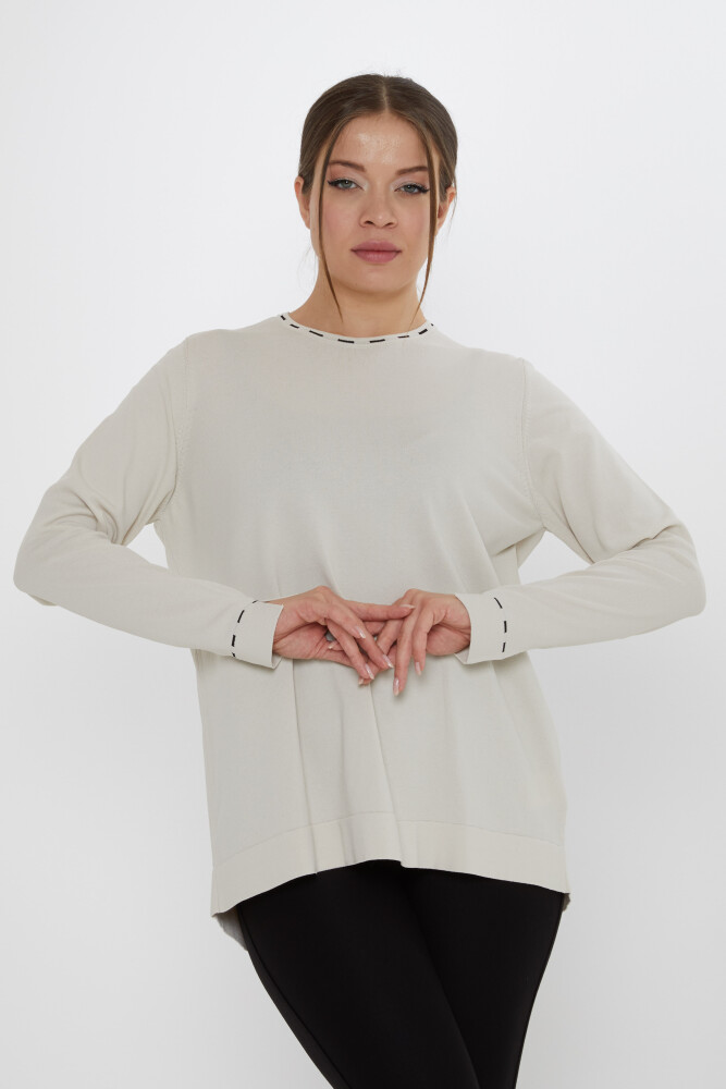 Triko Kazak Kol Yırtmaç Detaylı Açık Bej - 31857 | KAZEE (2'li Set L-XL) - 1