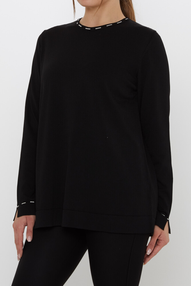 Triko Kazak Kol Yırtmaç Detaylı Siyah - 31857 | KAZEE (2'li Set L-XL) - 3