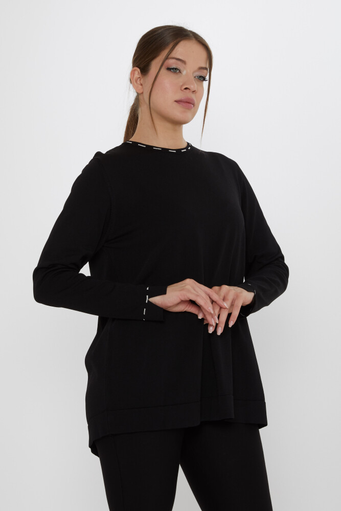 Triko Kazak Kol Yırtmaç Detaylı Siyah - 31857 | KAZEE (2'li Set L-XL) - 2