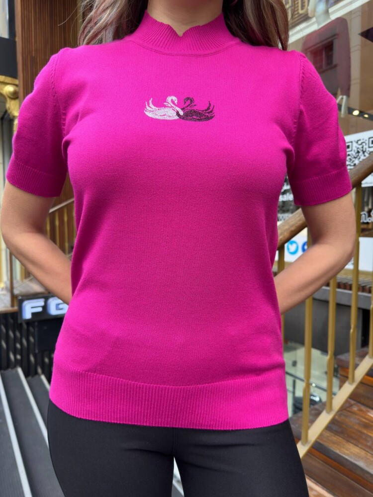 Triko Kazak Kuğu Desenli Fuşya - 32160 | KAZEE (3'lü Set S-M-L) - 4