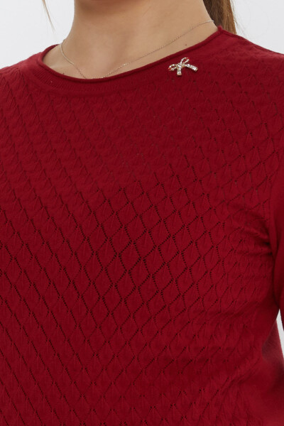 Triko Kazak Kurdele Broşlu Bordo - 31815 | KAZEE (3'lü Set L-XL-2XL) - 5