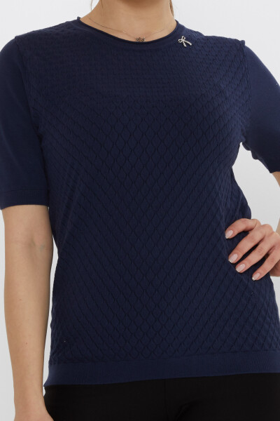 Triko Kazak Kurdele Broşlu Lacivert - 31815 | KAZEE (3'lü Set L-XL-2XL) - 3