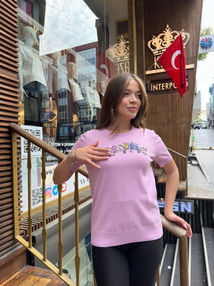 Triko Kazak Kuş Desenli Pembe - 31831 | KAZEE (3'lü Set S-M-L) - 3