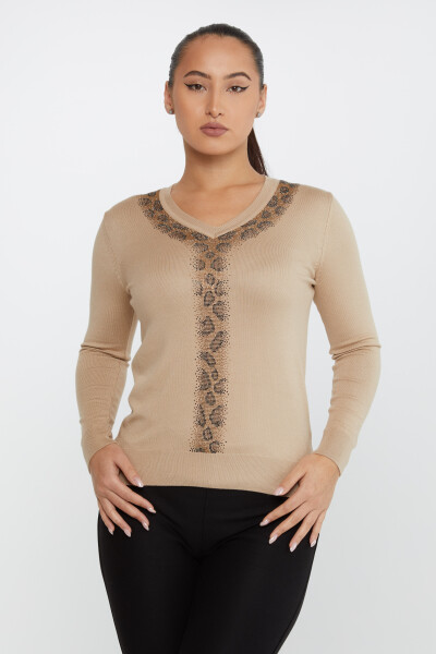 Triko Kazak Leopar Desenli Bej - 30749 | KAZEE (4'lü Set M-L-XL-2XL) - 2
