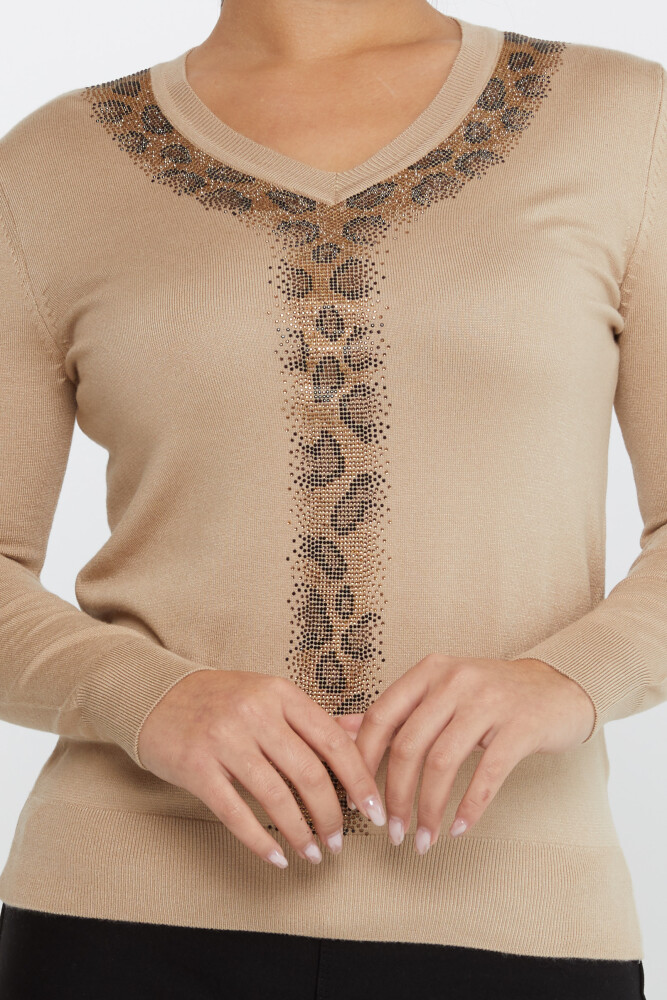 Triko Kazak Leopar Desenli Bej - 30749 | KAZEE (4'lü Set M-L-XL-2XL) - 3