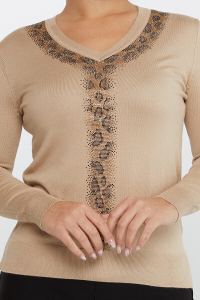 Triko Kazak Leopar Desenli Bej - 30749 | KAZEE (4'lü Set M-L-XL-2XL) - 3
