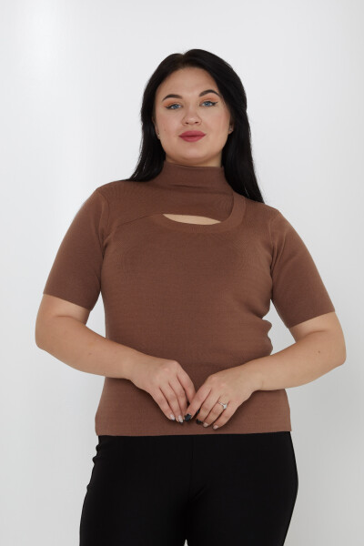 Triko Kazak Pencere Dekolteli Kahve - 31369 | KAZEE (3'lü Set S-M-L) 