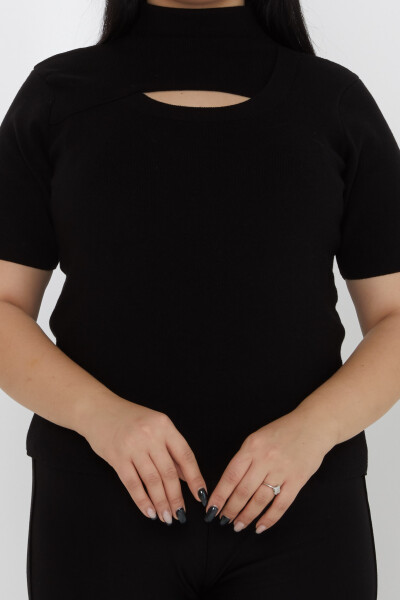 Triko Kazak Pencere Dekolteli Siyah - 31369 | KAZEE (3'lü Set S-M-L) - 2