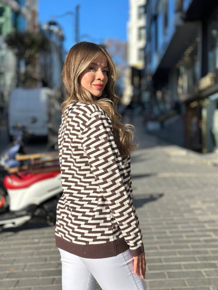Triko Kazak Renk Geçişli Kahverengi - 32195 | KAZEE (3'lü Set M-L-XL) - 6