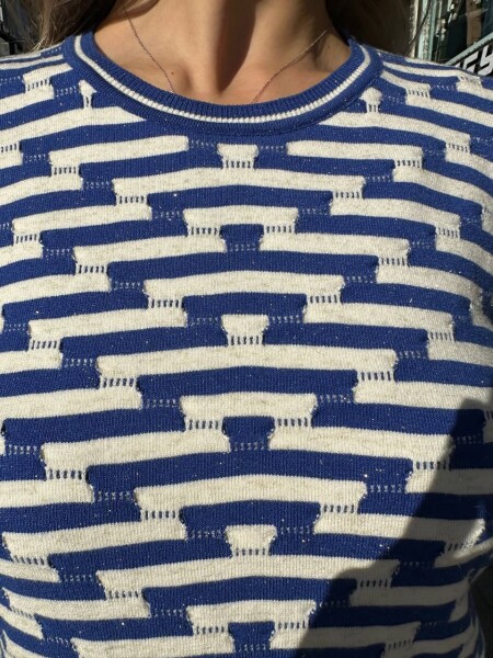 Triko Kazak Renk Geçişli Saks - 32195 | KAZEE (3'lü Set M-L-XL) - 5