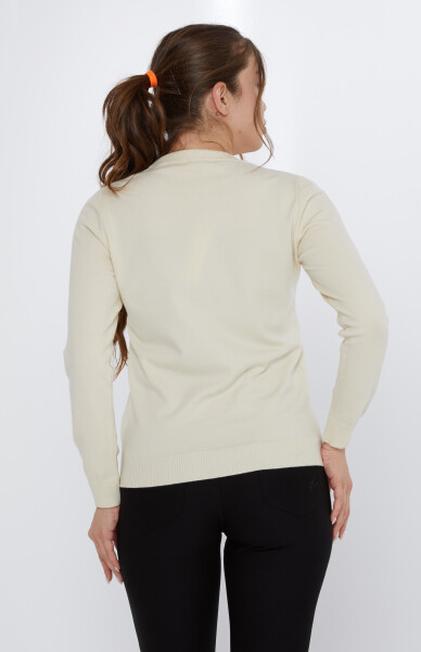 Triko Kazak Renkli Nakış İşlemeli Açık Bej - 31122 | KAZEE (3'lü Set M-L-XL) - 5