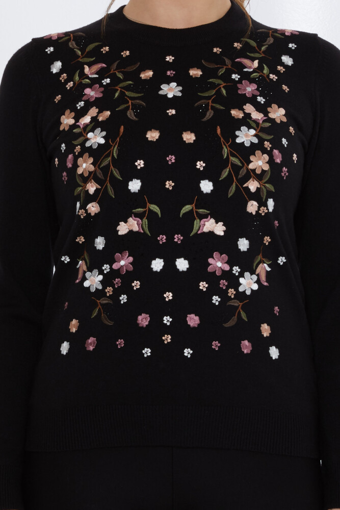 Triko Kazak Renkli Nakış İşlemeli Siyah - 31122 | KAZEE (3'lü Set M-L-XL) - 3