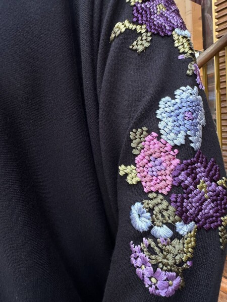 Triko Kazak Renkli Nakışlı Siyah - 31281 | KAZEE (3'lü Set L-XL-2XL) - 4