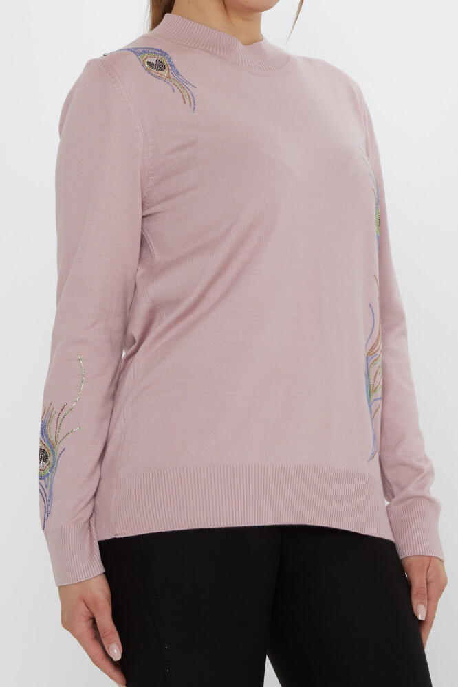 Triko Kazak Renkli Taş İşlemeli Pudra - 31775 | KAZEE (3'lü Set L-XL-2XL) - 3