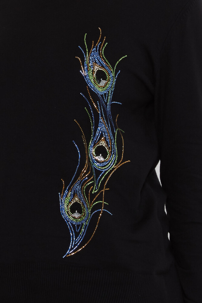 Triko Kazak Renkli Taş İşlemeli Siyah - 31775 | KAZEE (3'lü Set L-XL-2XL) - 5