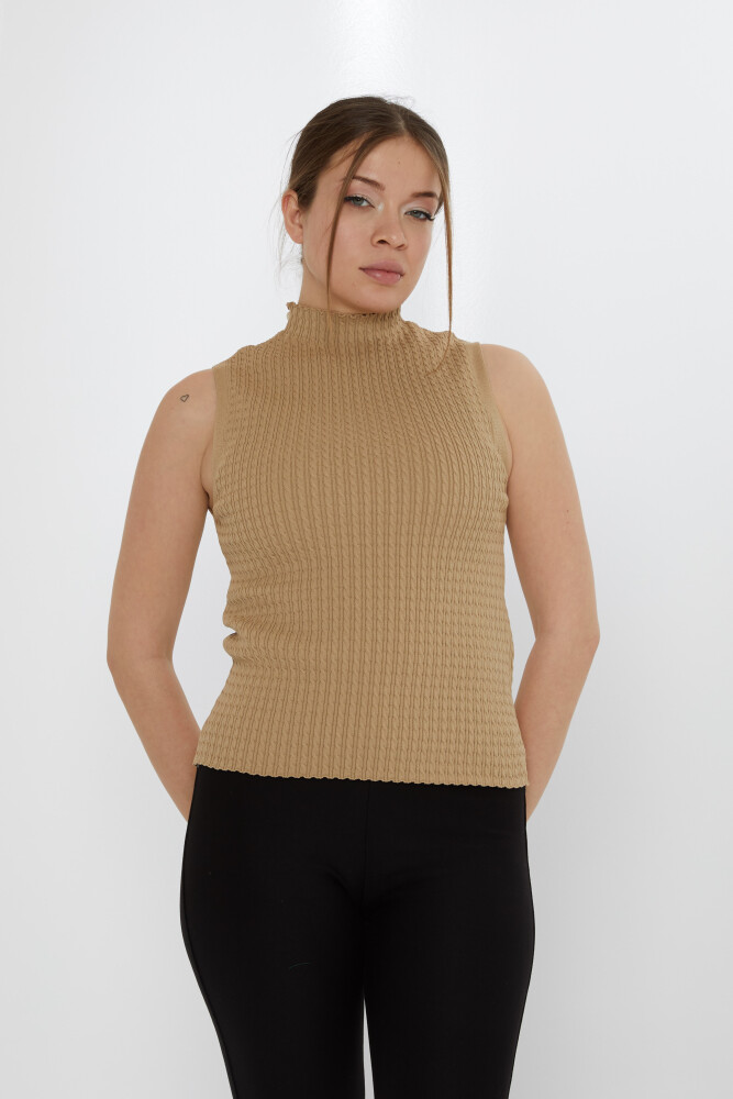 Triko Kazak Sıfır Kollu Bej - 31658 | KAZEE (3'lü Set S-M-L) - 1