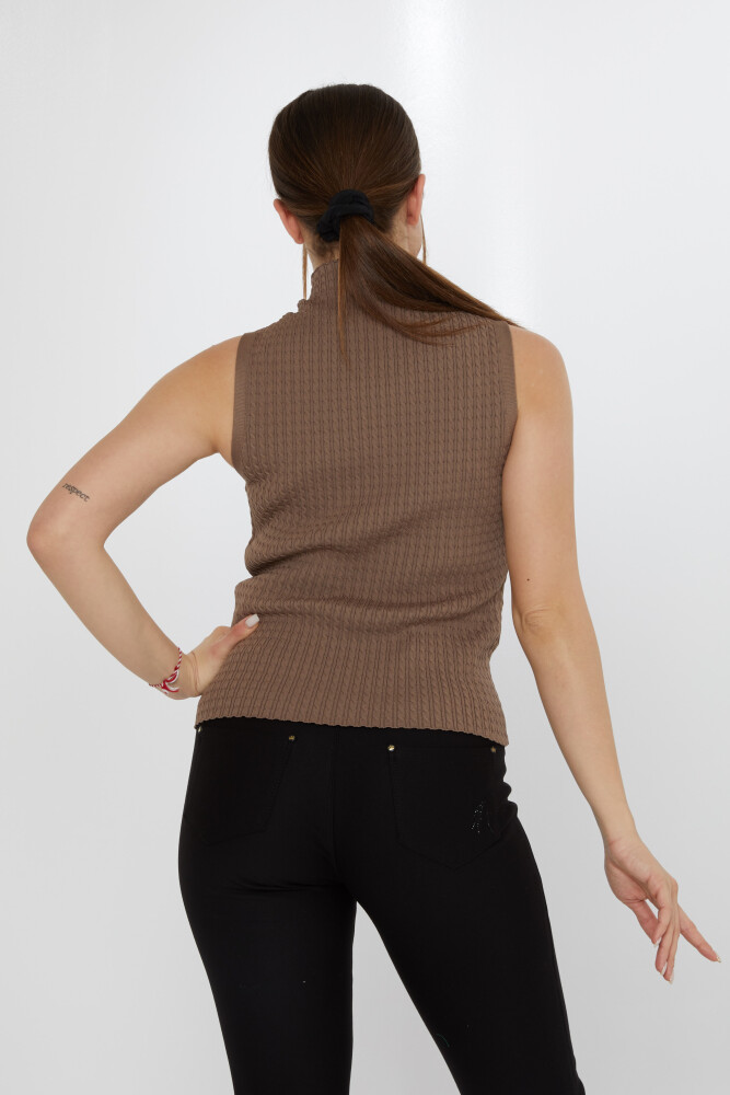 Triko Kazak Sıfır Kollu Vizon - 31658 | KAZEE (3'lü Set S-M-L) - 5