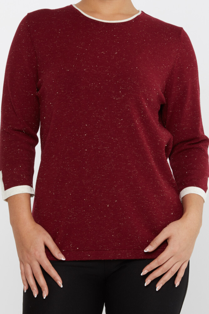 Triko Kazak Sim Detaylı Bordo - 31605 | KAZEE (3'lü Set M-L-XL) - 3