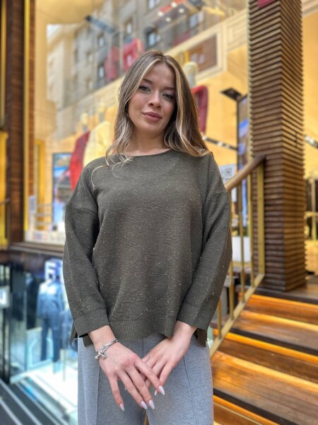 Triko Kazak Sim Geçişli Haki - 32141 | KAZEE (3'lü Set M-L-XL) - KAZEE