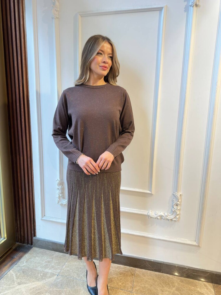 Triko Kazak Sim Geçişli Kahve - 32203 | KAZEE (3'lü Set L-XL-2XL) - 3