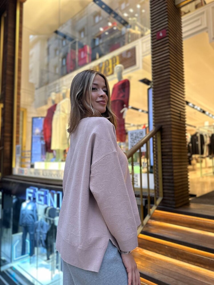 Triko Kazak Sim Geçişli Pudra - 32141 | KAZEE (3'lü Set M-L-XL) - 4