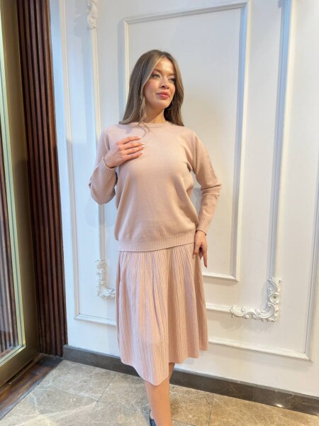 Triko Kazak Sim Geçişli Pudra - 32203 | KAZEE (3'lü Set L-XL-2XL) - KAZEE (1)