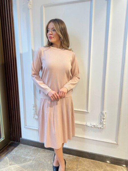 Triko Kazak Sim Geçişli Pudra - 32203 | KAZEE (3'lü Set L-XL-2XL) - 3