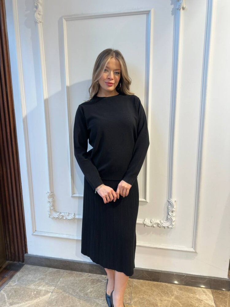 Triko Kazak Sim Geçişli Siyah - 32203 | KAZEE (3'lü Set L-XL-2XL) - 2