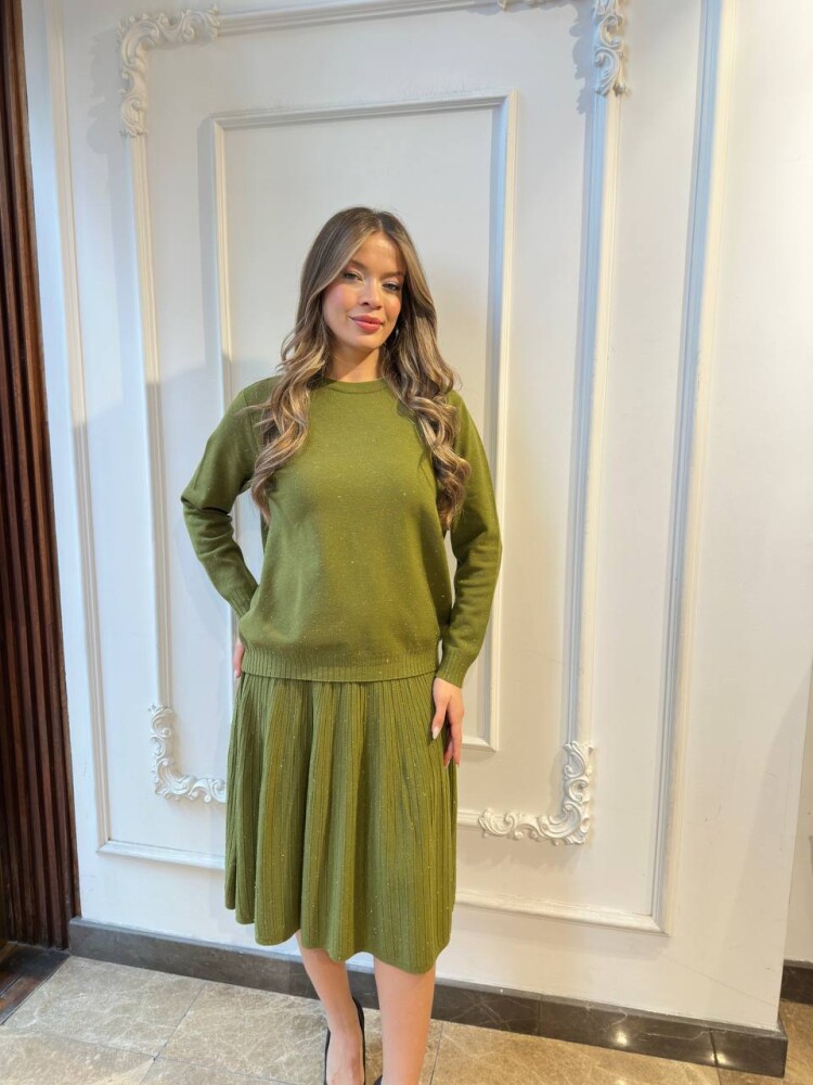 Triko Kazak Sim Geçişli Yeşil - 32203 | KAZEE (3'lü Set L-XL-2XL) - 1