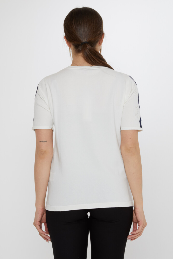 Triko Kazak Taş İşlemeli Ekru - 31758 | KAZEE (3'lü Set M-L-XL) - 5