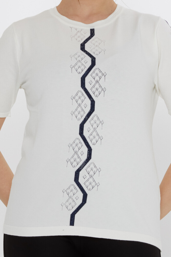 Triko Kazak Taş İşlemeli Ekru - 31758 | KAZEE (3'lü Set M-L-XL) - 3