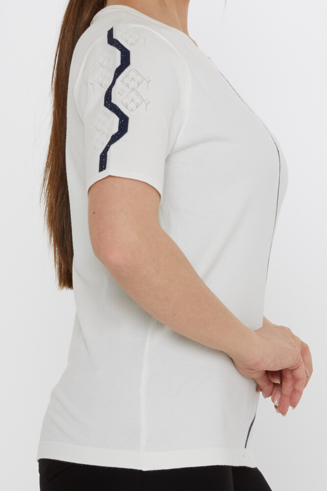 Triko Kazak Taş İşlemeli Ekru - 31758 | KAZEE (3'lü Set M-L-XL) - 4