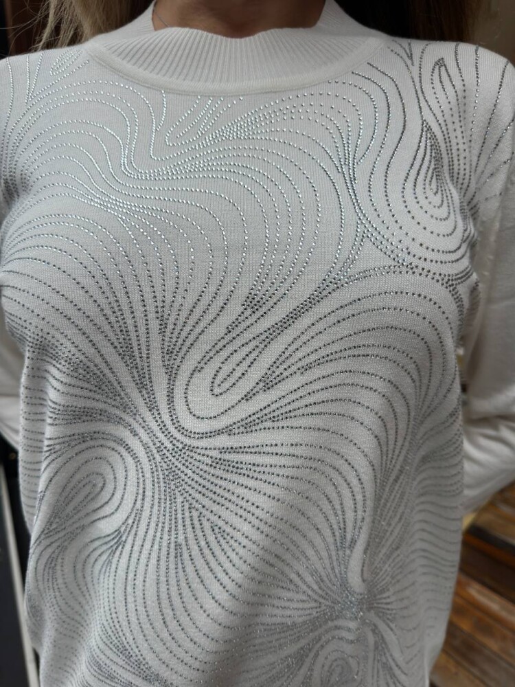 Triko Kazak Taş İşlemeli Ekru - 32065 | KAZEE (3'lü Set L-XL-2XL) - 4